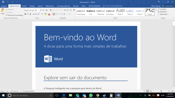 Word, PowerPoint, Excel e OneNote estão disponíveis em qualquer pacote do Office (Foto: Reprodução/Elson de Souza)