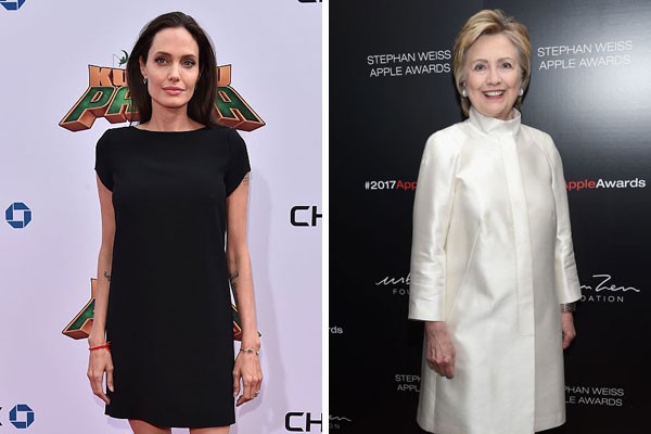 As primas de oitavo grau Angelina Jolie e Hilary Clinton (Foto: Getty Images)