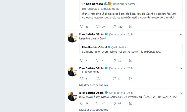 Eike Batista no Twitter