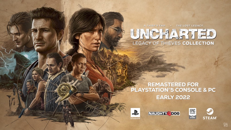 Uncharted 4 e The Lost Legacy chegam ao PS5 e PC no início de 2022 — Foto: Reprodução/PlayStation
