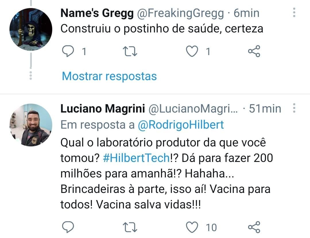 Rodrigo Hilbert vira meme após tomar vacina (Foto: Reprodução: Twitter)