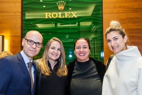 Stephan Meili, presidente da Rolex no Brasil, Nadia Léauté, diretora de imagem e comunicação da Rolex, Silvia Rogar, diretora de redação, e Barbara Migliori, diretora de moda