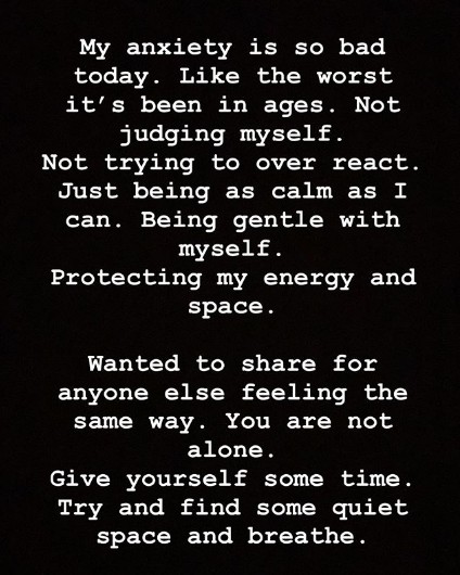 Post feito pela cantora Jessie J sobre a ansiedade (Foto: Instagram)