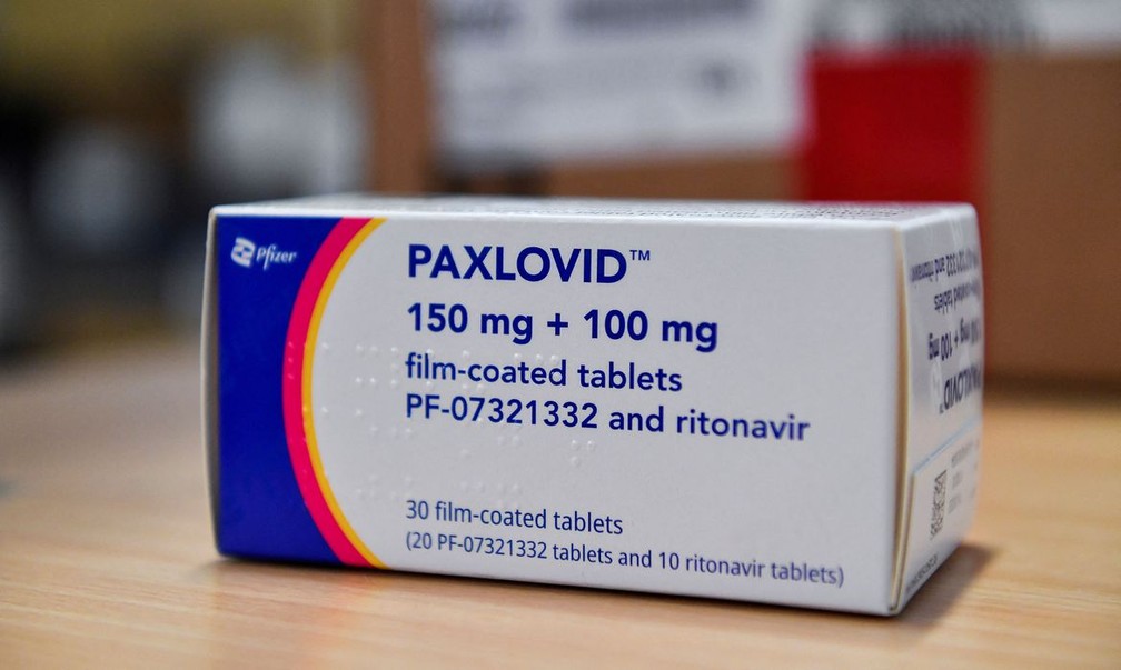 Caixa de Paxlovid, da Pfizer — Foto: Jennifer Lorenzini/Reuters