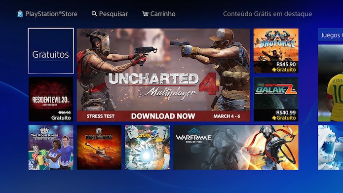 Uncharted 4: acesse a aba Gratuitos para visualizar o ícone do beta (Foto: Reprodução.Victor Teixeira)