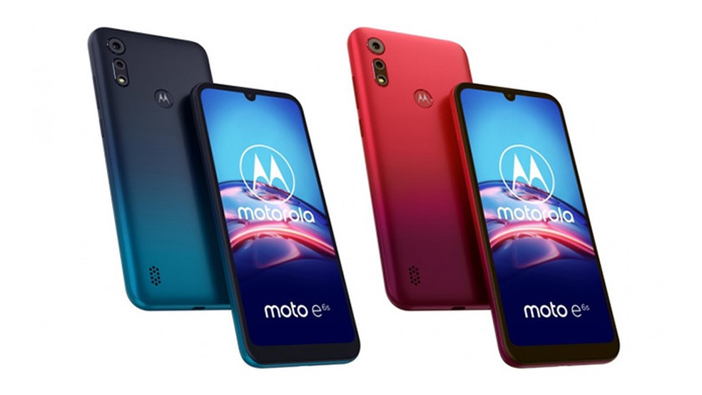 Moto E6S chega ao mercado doméstico nas cores azul e vermelho — Foto: Divulgação/Motorola