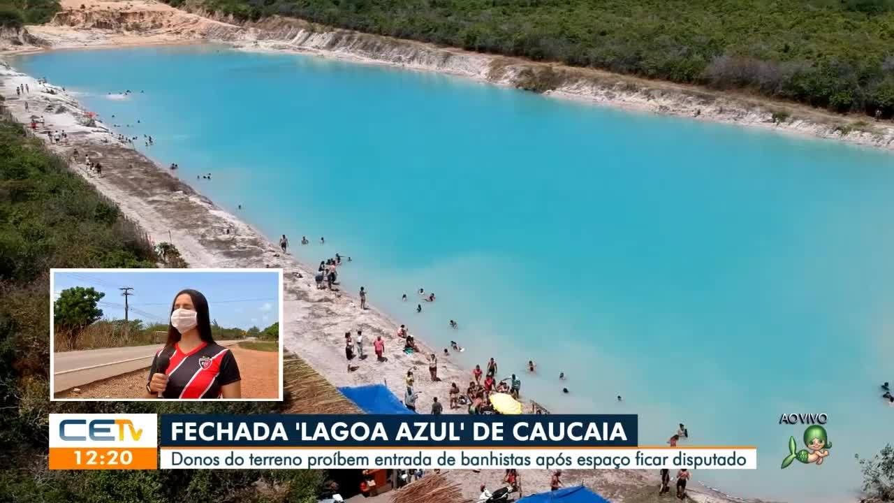 ‘Lagoa azul’ de Caucaia fica em terreno privado e tem entrada proibida por proprietários