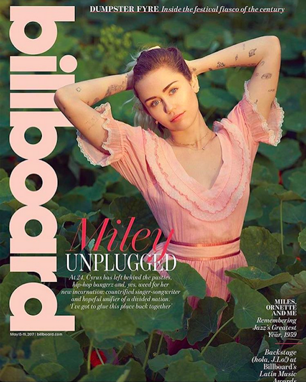 A capa da revista Billboard com a cantora Miley Cyrus (Foto: Reprodução)