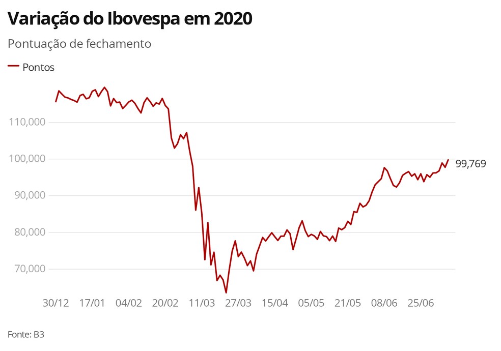 Variação do Ibovespa em 2020 — Foto: G1 Economia