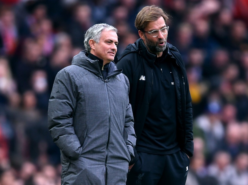 José Mourinho Jürgen Klopp técnicos Manchester United Liverpool — Foto: Getty Images