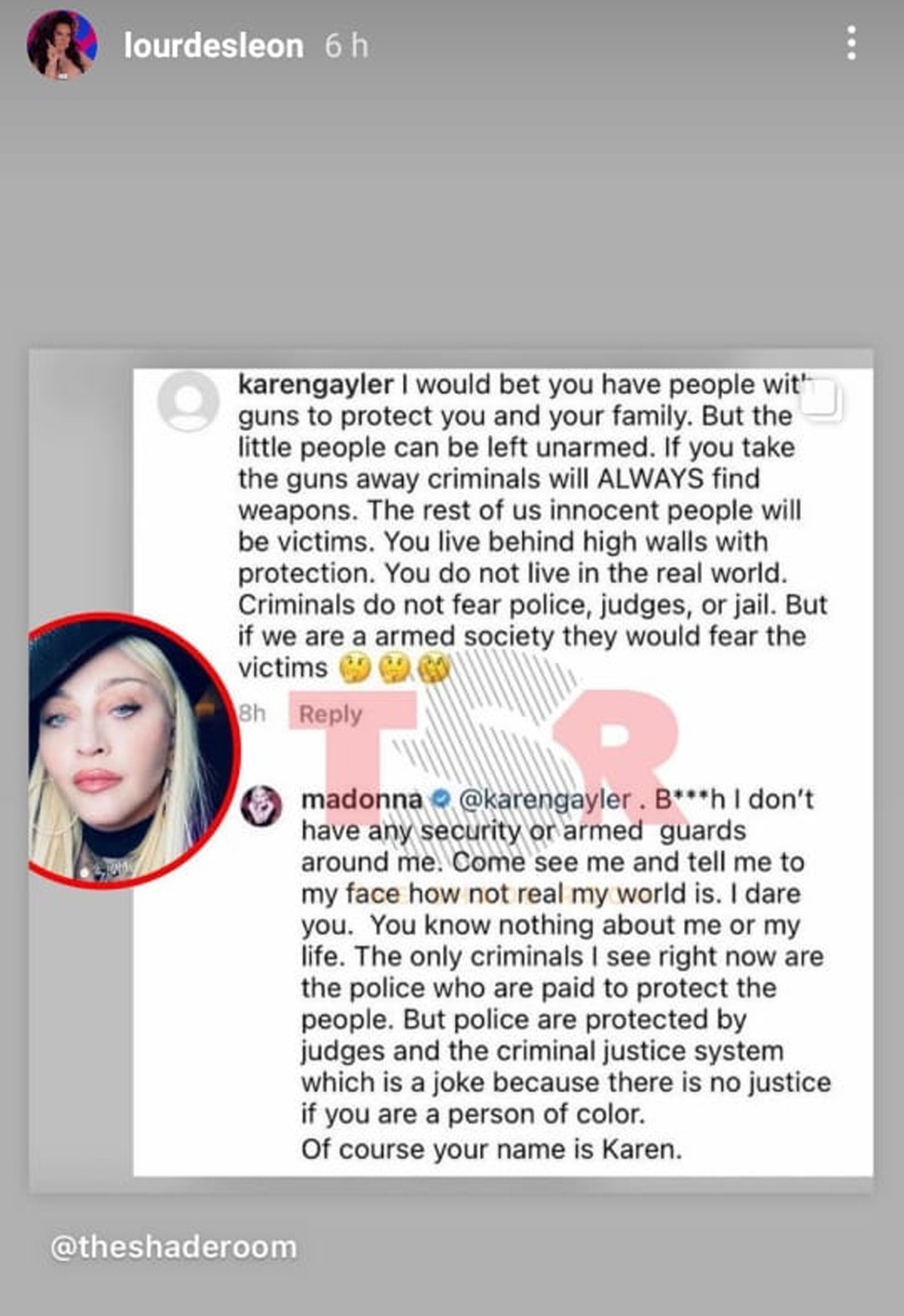 Madonna rebate internauta e nega que tenha segurança armado (Foto: Reprodução/Instagram)