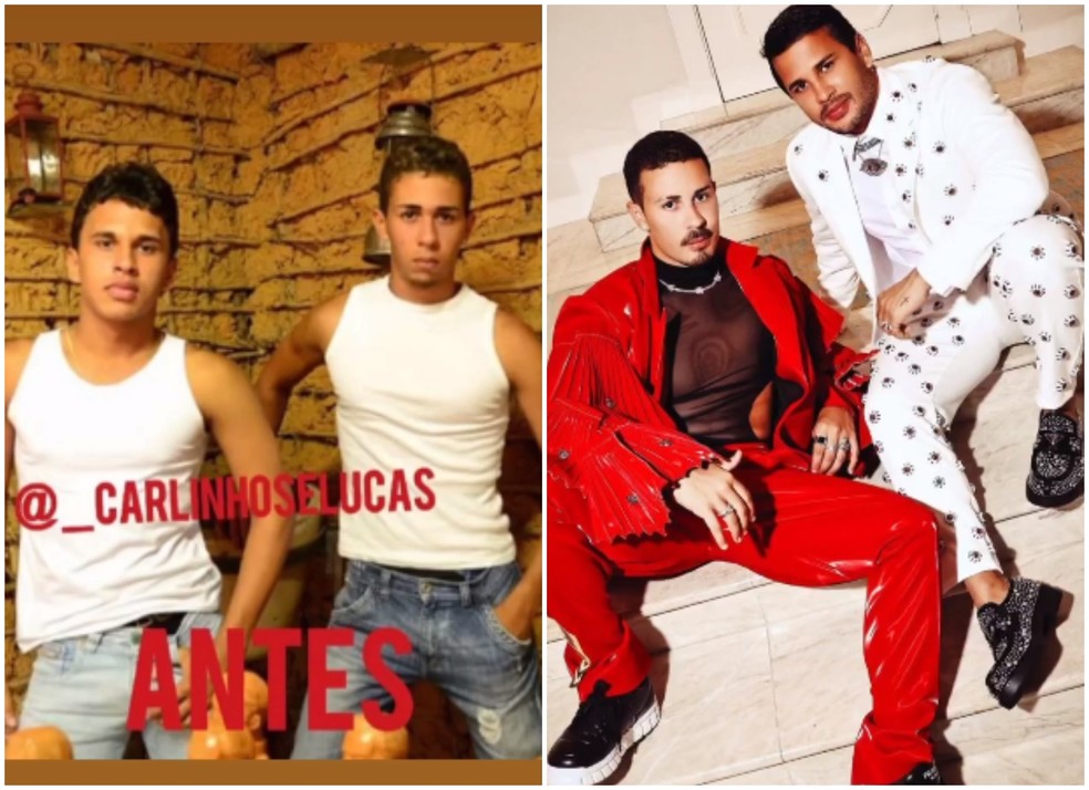 Antes e depois de Lucas Guimar&atilde;es e Carlinhos Maia &mdash; Foto: Instagram