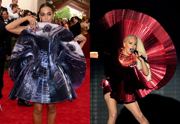 Fã chegou a comparar look de Solange com o usado por Lady Gaga no EMA 2011 (Foto: Getty Images)