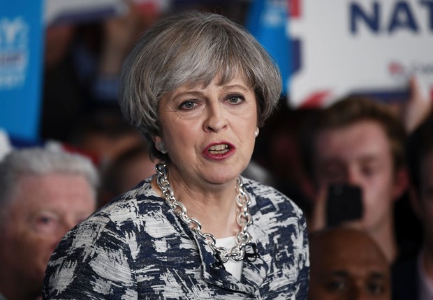 A primeira-ministra britânica Theresa May em campanha antes da eleição no Reino Unido (Foto: Carl Court/Getty Images)