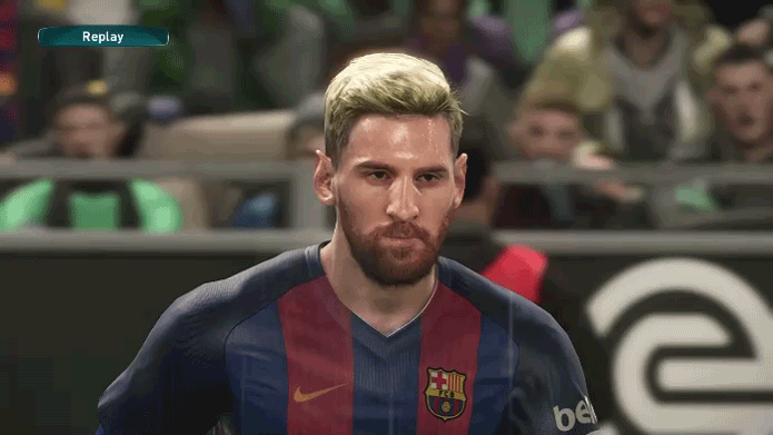Messi aparece com seu novo penteado em PES 2017 (Foto: Reprodução/Murilo Molina)