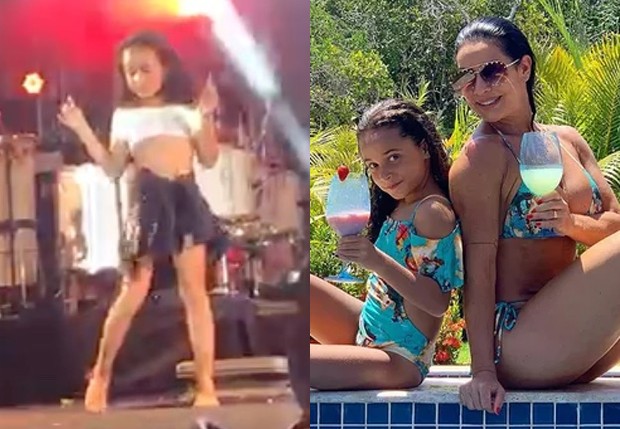 Giulia, filha de Scheila Carvalho e Tony Salles, dança em show do pai  (Foto: Reprodução/Instagram)