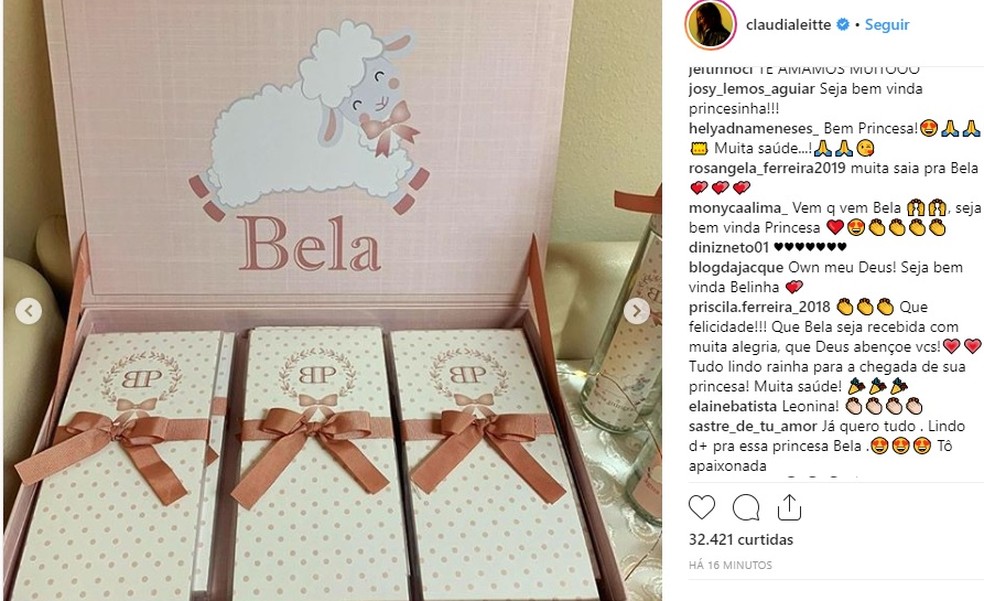 Claudia Leitte anunciou o nascimento de Bela no Instagram â Foto: ReproduÃ§Ã£o/ Instagram