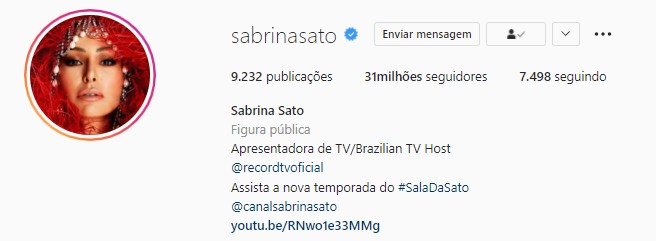 Sabrina Sato tem 31 milhões de seguidores (Foto: Reprodução/Instagram)