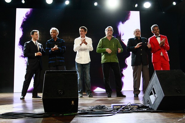 João Marcelo Bôscoli, Gilberto Gil, Fagner, Ivan Lins, Miele e Jairzinho (Foto: Cláudio Augusto / Foto Rio News)