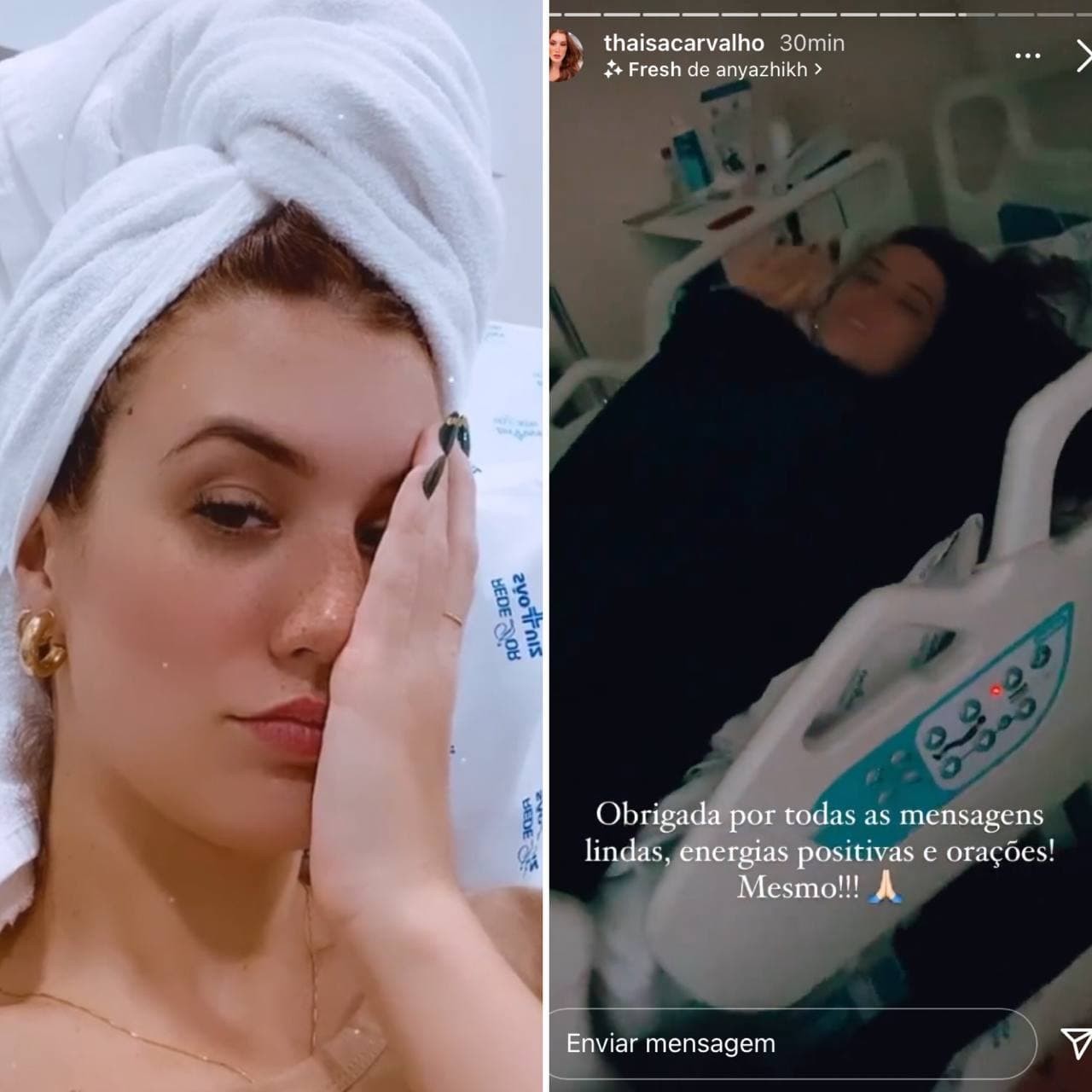 Thaisa Carvalho é internada com infecção bacteriana e tranquiliza fãs (Foto: Reprodução / Instagram)