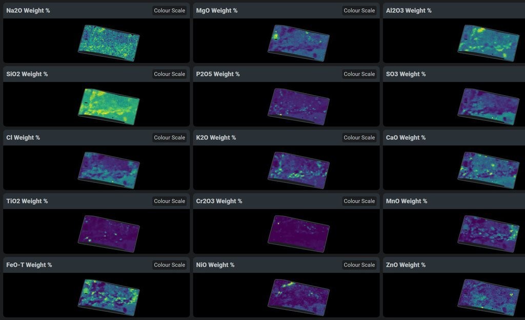 Dados do Pixl sobre produtos químicos detectados no interior de uma rocha marciana (Foto: NASA/JPL-Caltech)
