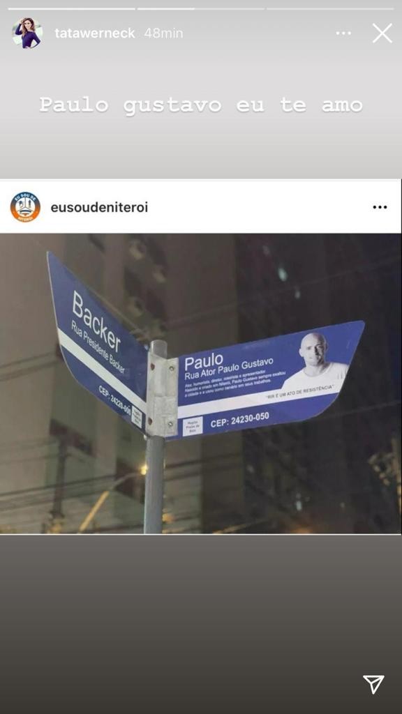 Tata Werneck elogia instalação de placas com nome da Rua Ator Paulo Gustavo (Foto: Reprodução/Instagram)