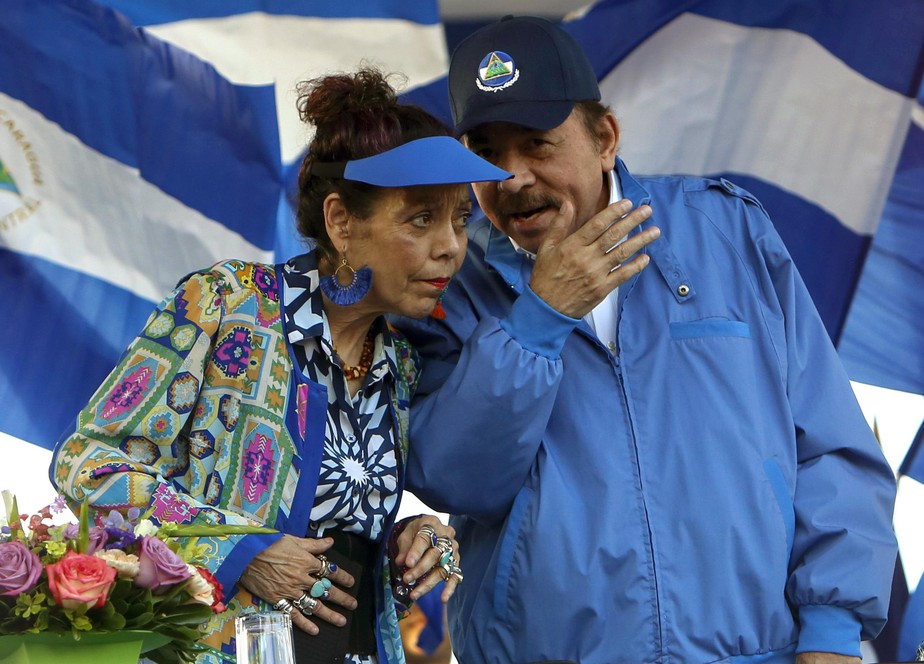 Daniel Ortega, e sua companheira, Rosario Murillo