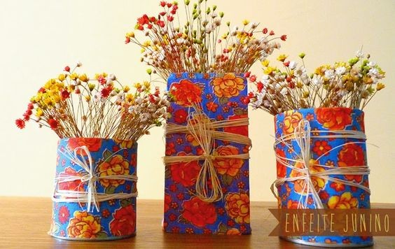 Vasos forrados com chita (Foto: Pinterest)