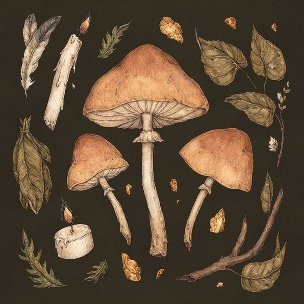 Estampas com cogumelos são um dos principais elementos da estética goblincore — Foto: Reprodução/Pinterest