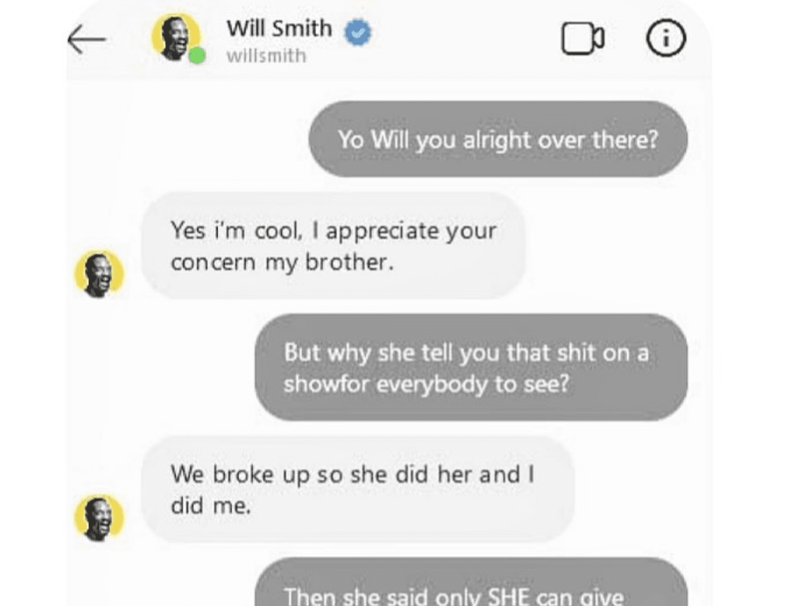O papo de Will Smith e 50 Cent por mensagens privadas (Foto: Reprodução)
