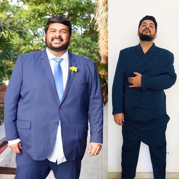 Dudu Farias antes e depois de emagrecer 50 quilos (Foto: Reprodução/Instagram)