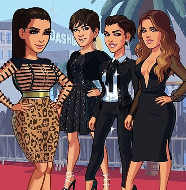 O aplicativo com as versões animadas de Kim Kardashian, Kris Jenner, Kourtney Kardashian e Khloé Kardashian (Foto: Reprodução)