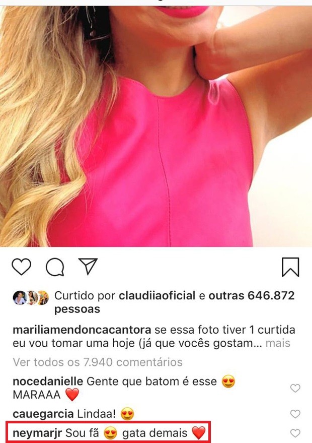 Neymar elogia MarÃlia Mendonça (Foto: Reprodução/Instagram)