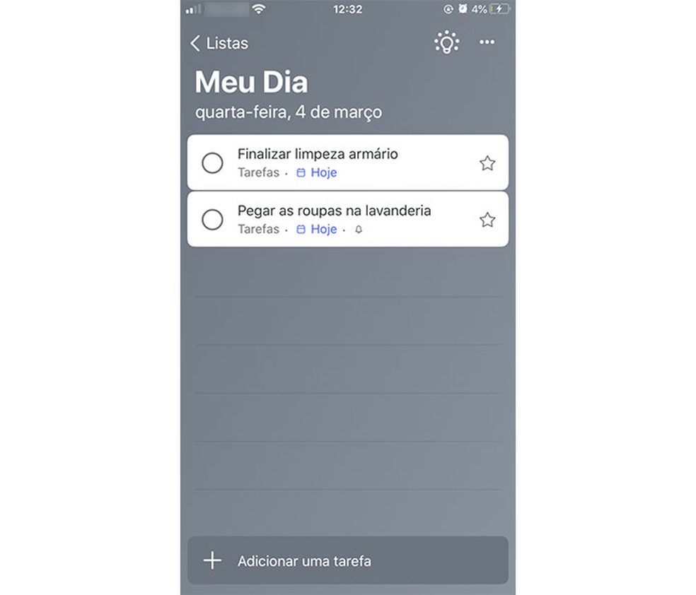 As tarefas são colocadas de forma limpa no organizador de tarefas — Foto: Reprodução/Luana Antunes