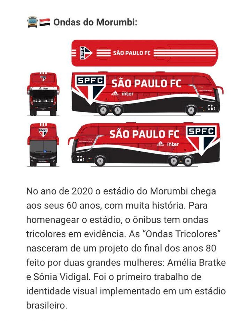 Ônibus personalizado do São Paulo — Foto: Reprodução