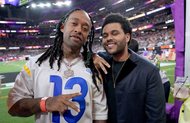 INGLEWOOD, CALIFORNIA - FEBRUARY 13: (L-R) Ty Dolla Sign and The Weeknd attend Super Bowl LVI at SoFi Stadium on February 13, 2022 in Inglewood, California. (Photo by Kevin Mazur/Getty Images for Roc Nation) (Foto: Getty Images for Roc Nation)