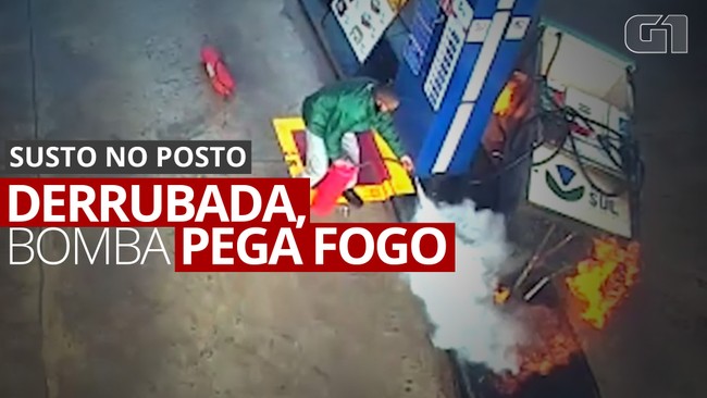 Bomba pega fogo em posto de combustível de Foz do Iguaçu