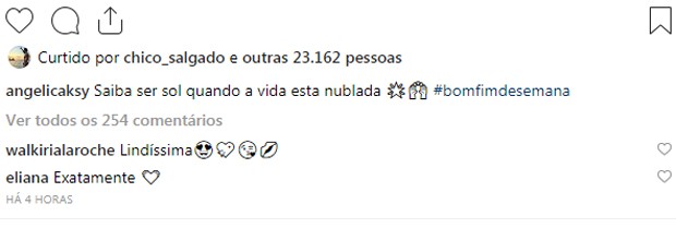 Eliana responde post de Angélica (Foto: Reprodução/Instagram)