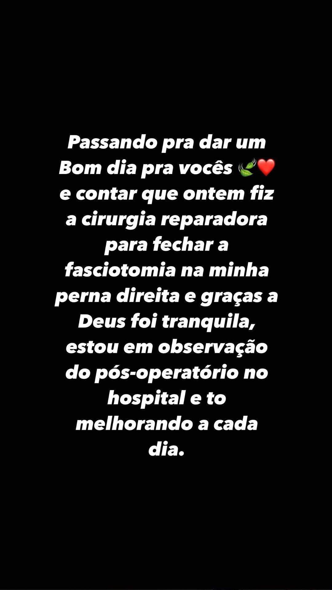 Thiago Costa atualiza fãs sobre cirurgia (Foto: Reprodução/Instagram)