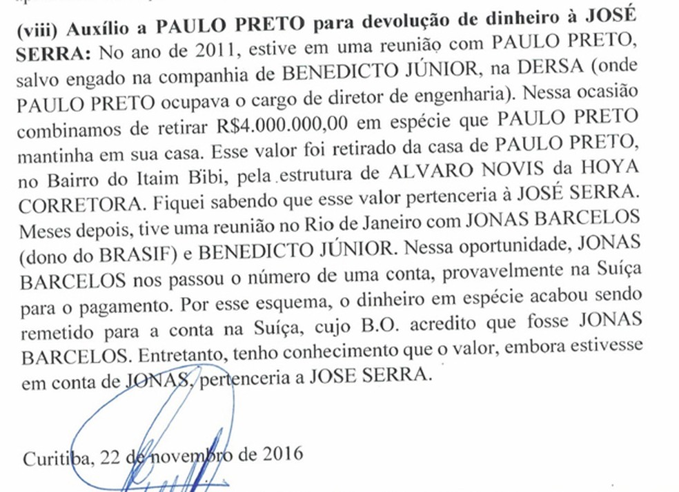 Em depoimento, Luiz Eduardo da Rocha Soares relata repasse de R$ 4 milhões que seriam a Serra (Foto: Reprodução/MPF)