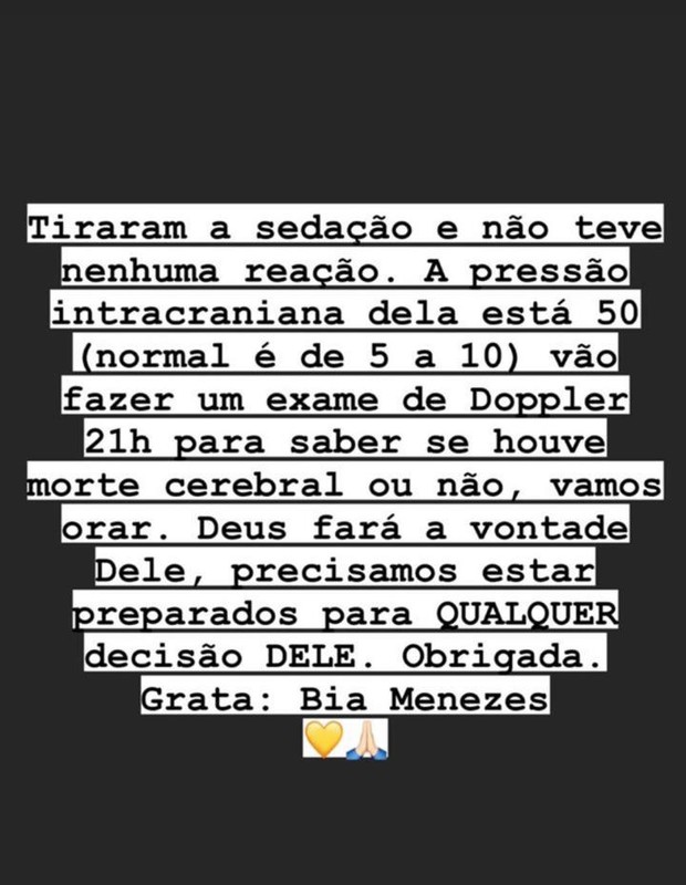 Post de Bia Menezes, filha de Ana Lucia Menezes (Foto: Reprodução/Instagram)