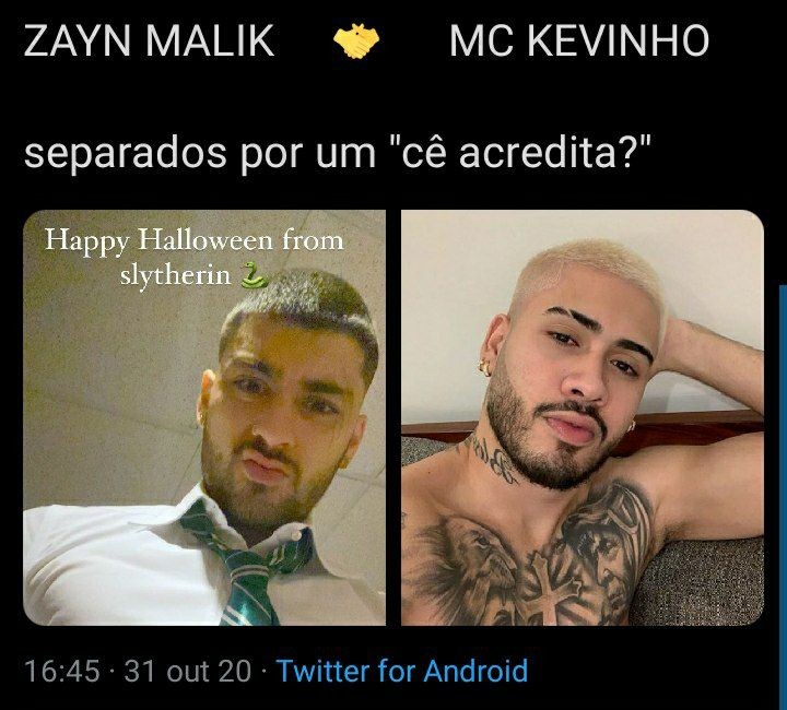 Zayn Malik é comparado com Kevinho (Foto: Reprodução/Twitter)