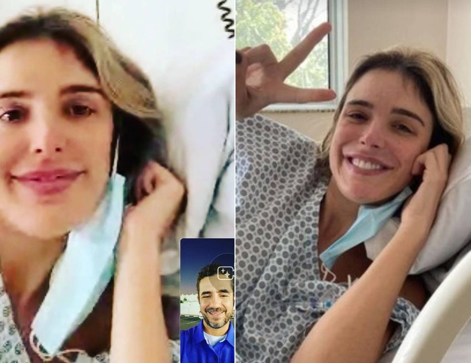 Feliep Andreoli mostra chamada de vídeo com Rafa Brites após ela passar por uma cirugia