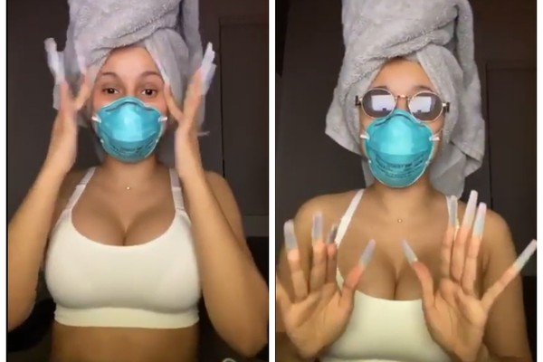 A cantora Cardi B no vídeo no qual reclama de sua falta de sexo durante a pandemia do coronavírus (Foto: Instagram)