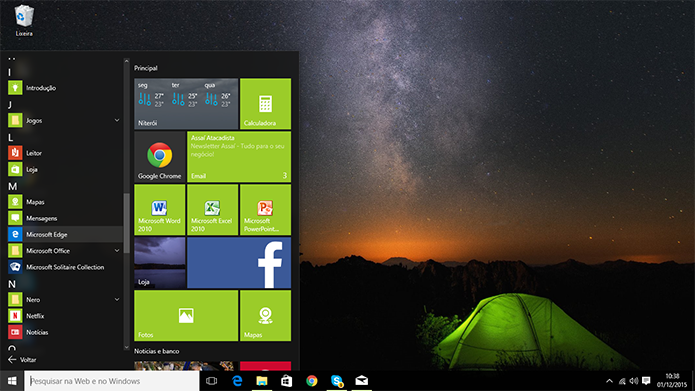 Windows 10 mostra os aplicativos instalados no PC para que usuário fixe bloco (Foto: Reprodução/Elson de Souza)