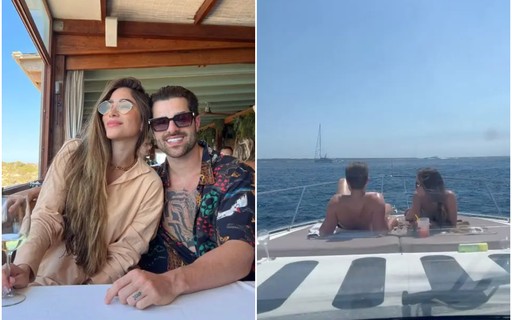 Alok e Romana Novais fazem passeio de barco na Espanha