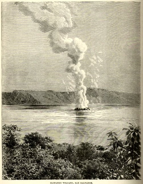 Gravura retrata erupção do vulcão Ilopango, em El Salvador (1891) (Foto: Wikimedia Commons)