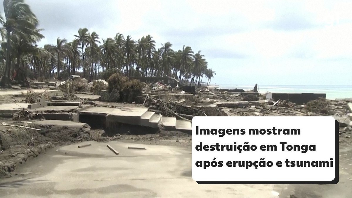 Primeiras imagens em terra mostram destruição em Tonga após erupção e tsunami; Veja VÍDEO thumbnail