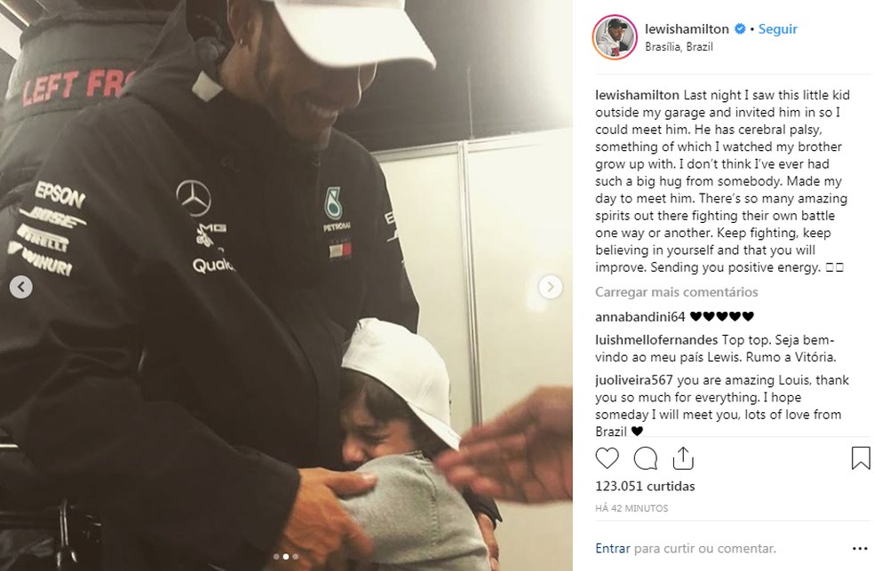 Cadu encontra Lewis Hamilton â Foto: ReproduÃ§Ã£o