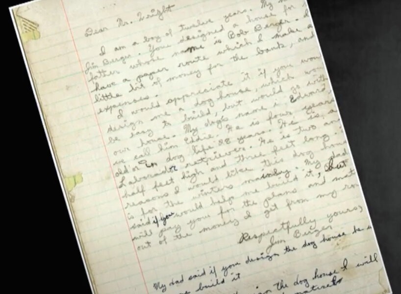 A carta de Jim para Wright (Foto: Frank Lloyd Wright Foundation/ Divulgação)